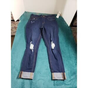 Just Be Jeans Size Medium Womens Blue Stretch Pants Mid Rise Ankle Cuffed NWT